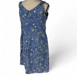 So Blue by Ingrid Olsen Y2K Floral Linen Dress Size 10